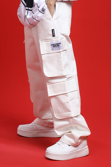 WHITE DOUBLE POCKET CARGO PANT - Shop Now - Checkmate Atelier