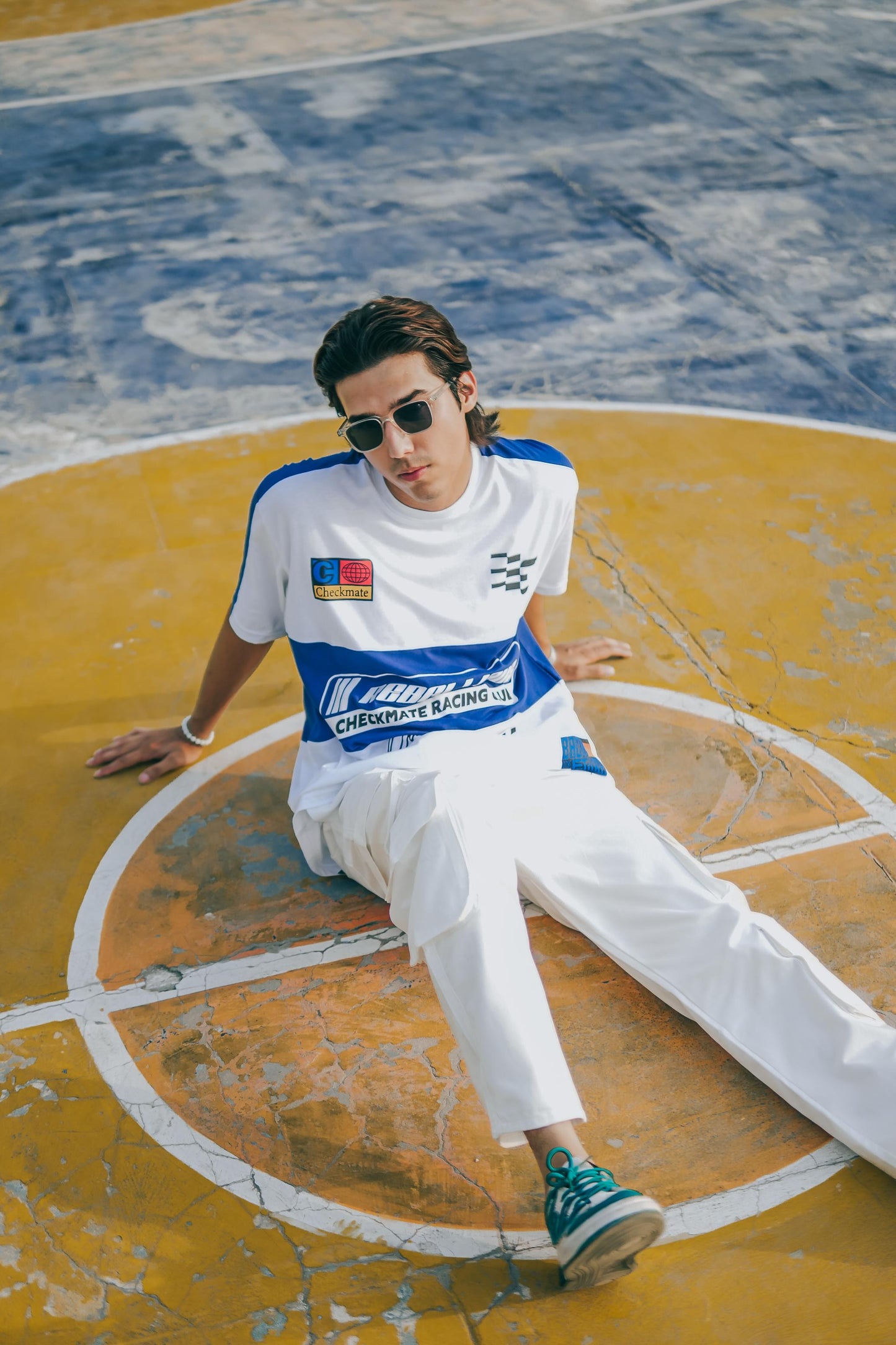 REBELLIOUS OVERSIZED T-SHIRT - BLUE - Checkmate Atelier