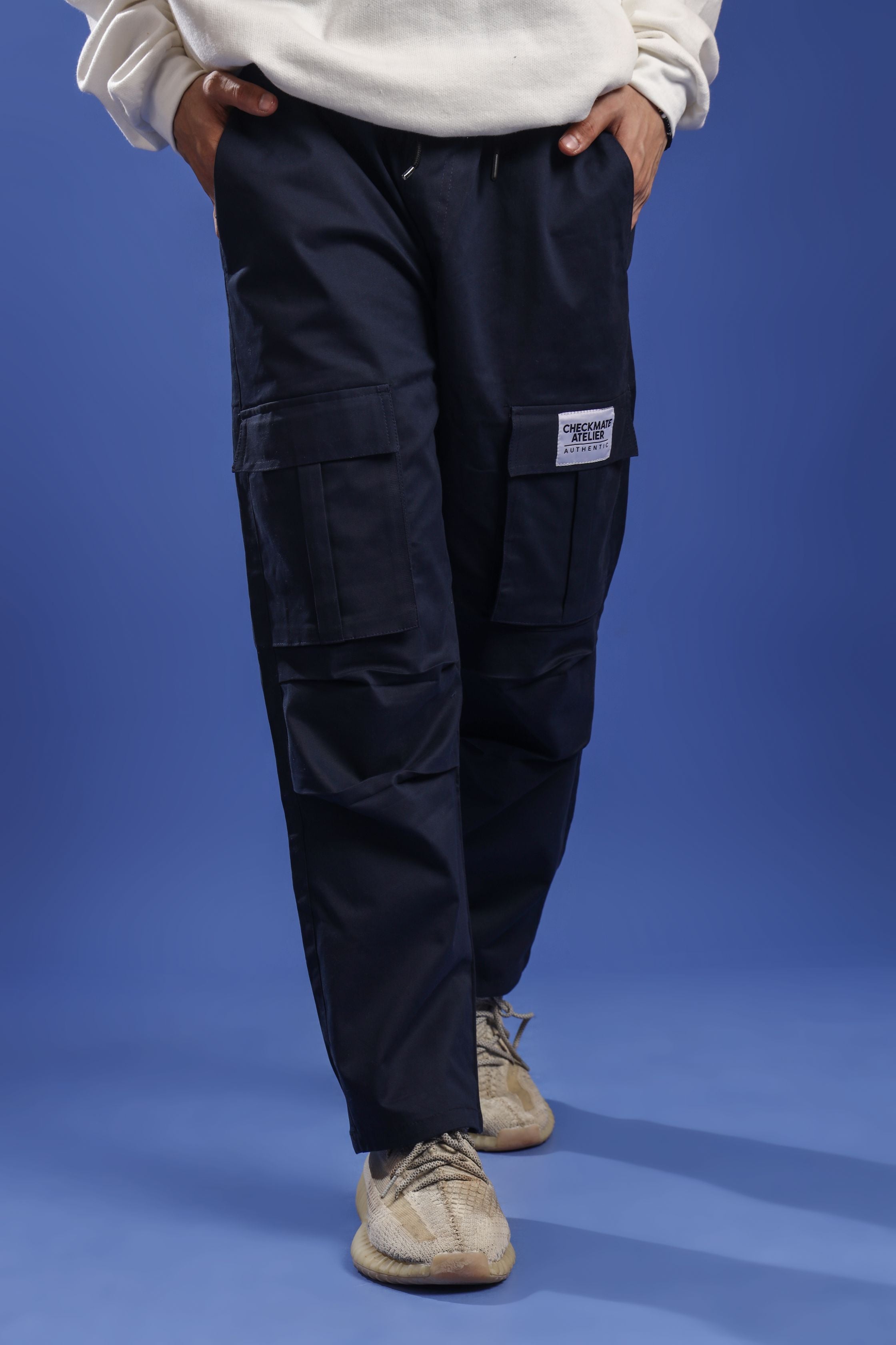 BLUE STRAIGHT CARGO PANT - Shop Now - Checkmate Atelier