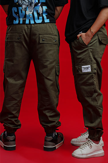 OLIVE GREEN CARGO PANT (ELASTIC) - Shop Now - Checkmate Atelier