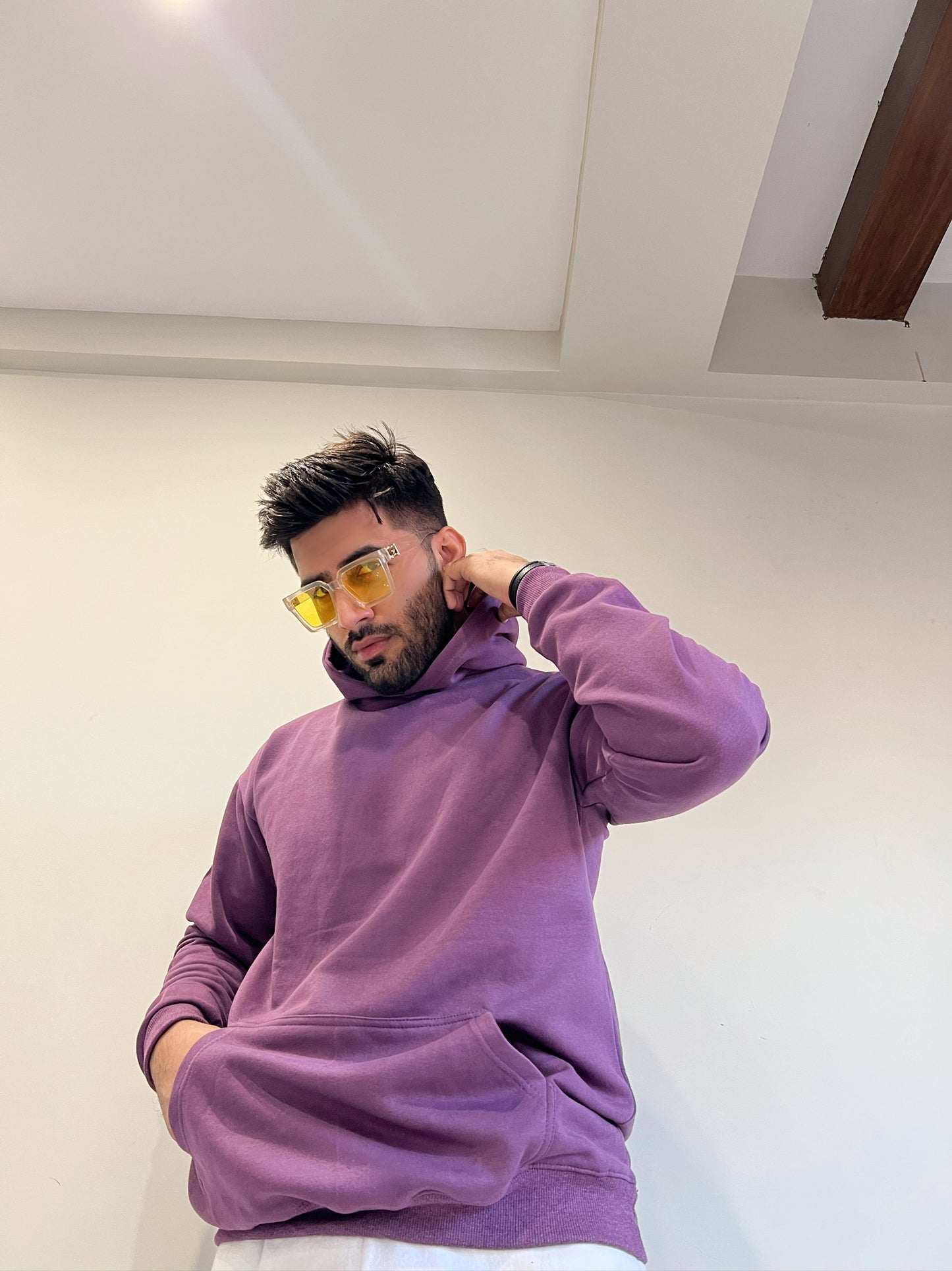 Dark Purple Drop Shoulder Hoodie - UNISEX - Checkmate Atelier