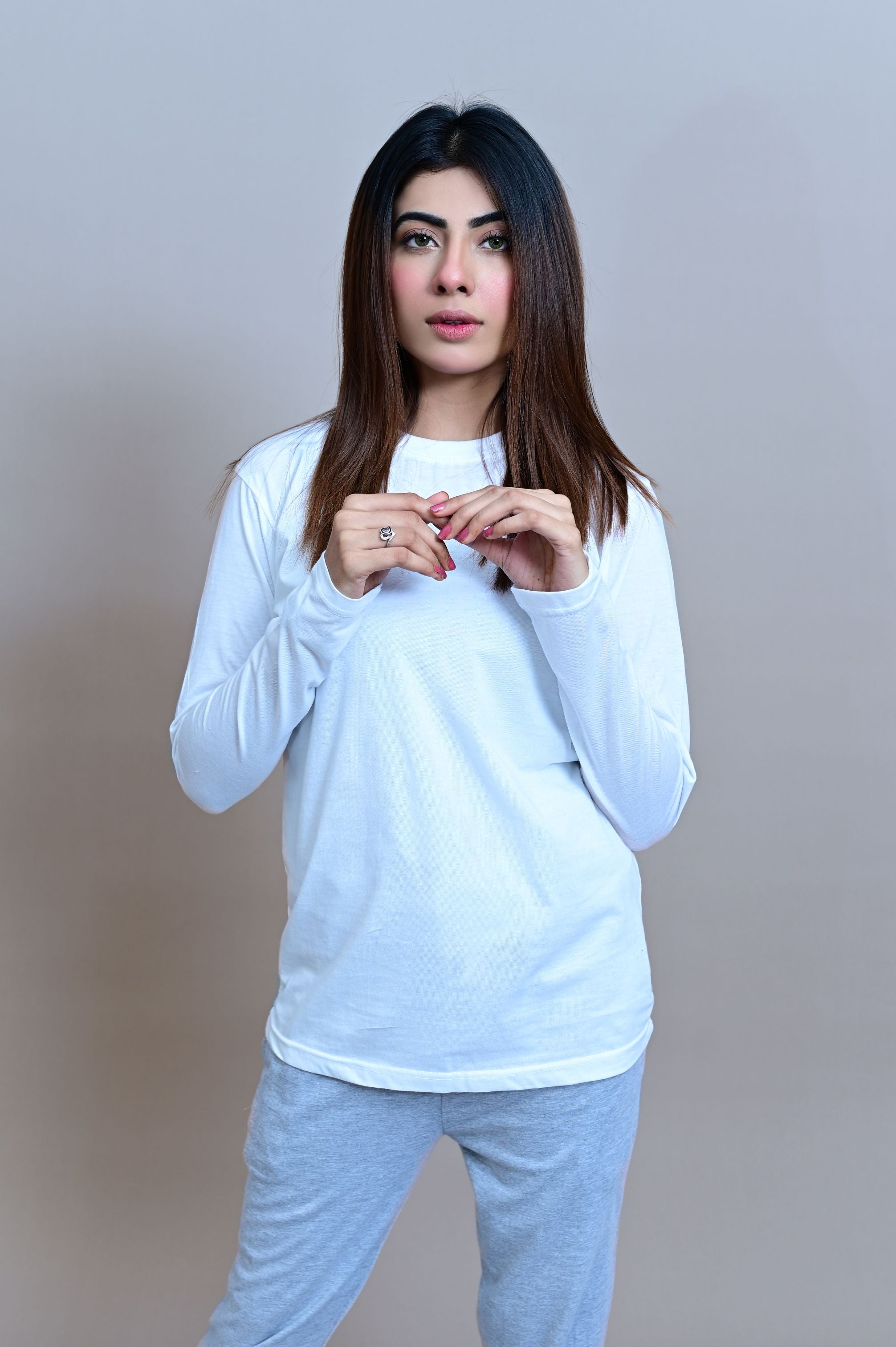 White Full Sleeves T-Shirt - W - Shop Now - Checkmate Atelier