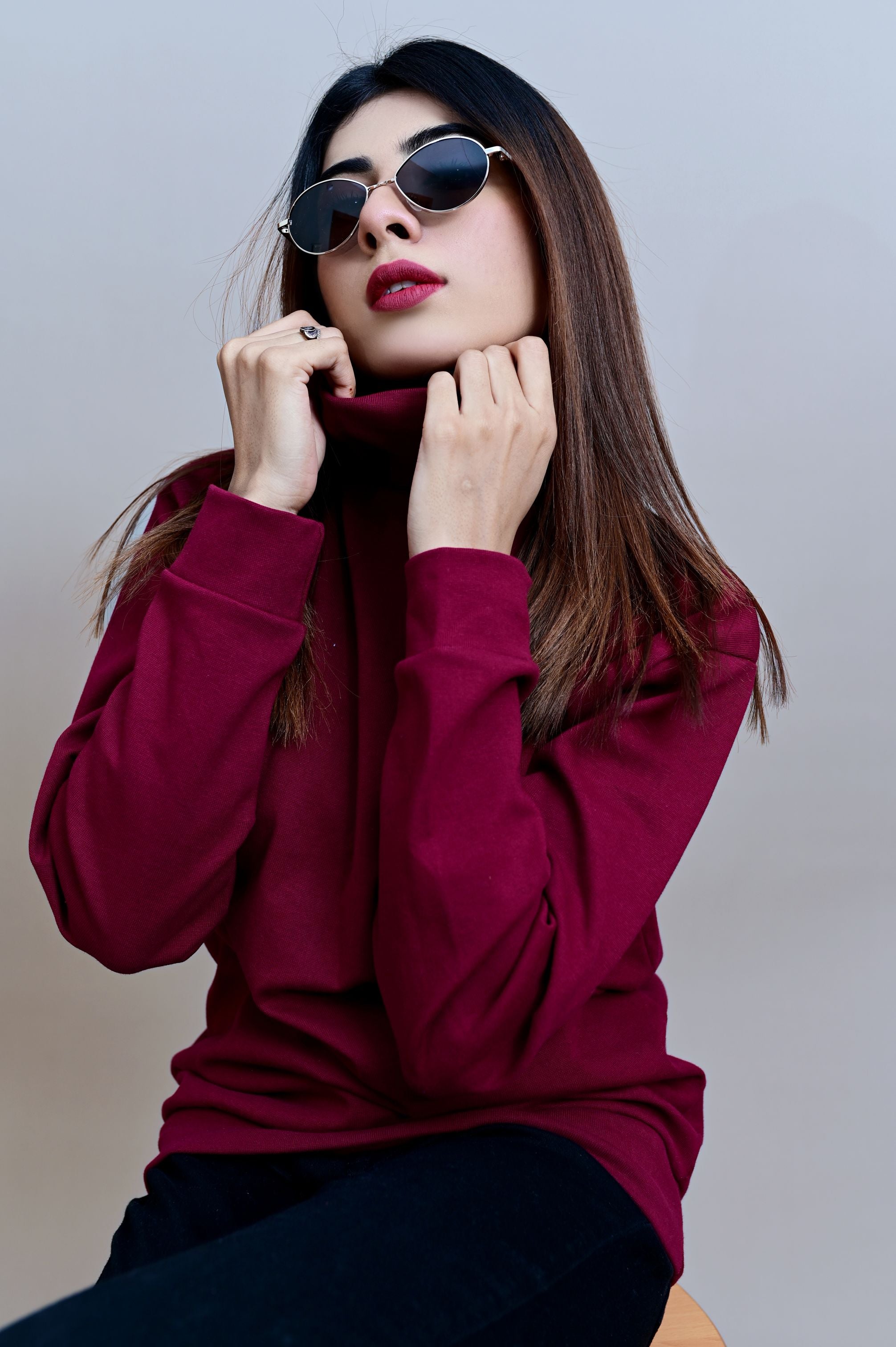 Maroon Basic High Neck - W - Shop Now - Checkmate Atelier