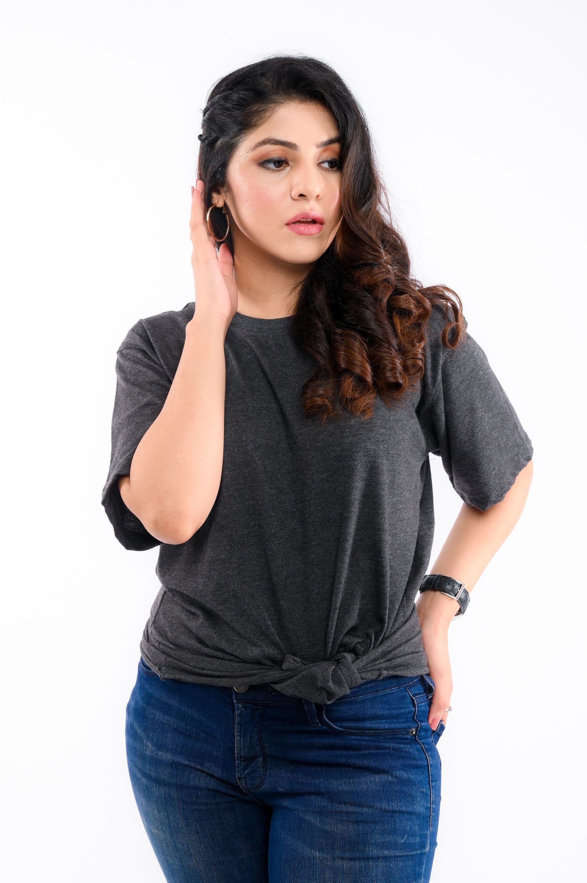 Charcoal Round Neck T-Shirt - Shop Now - Checkmate Atelier