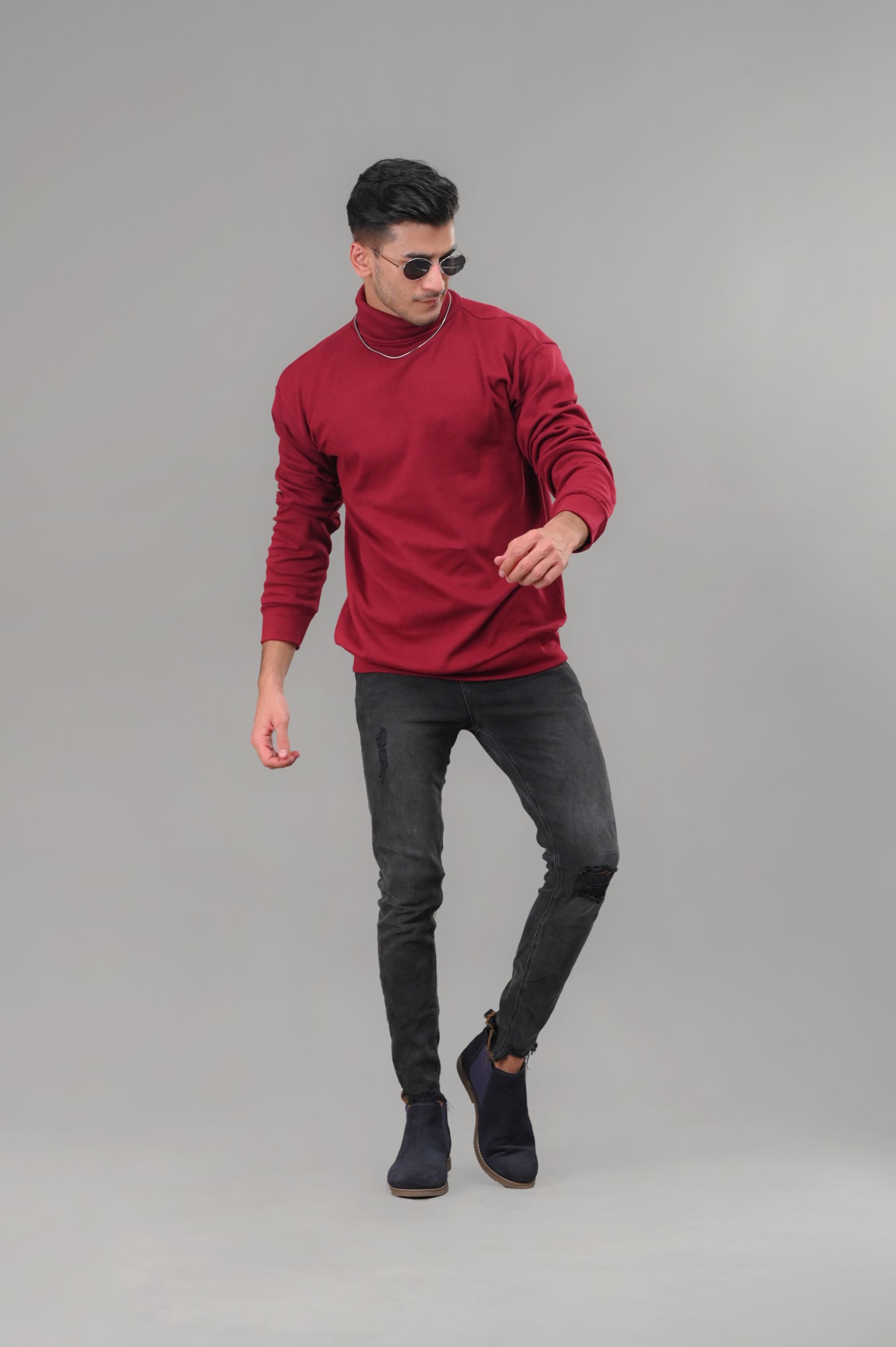 Maroon Basic High Neck - M - Shop Now - Checkmate Atelier