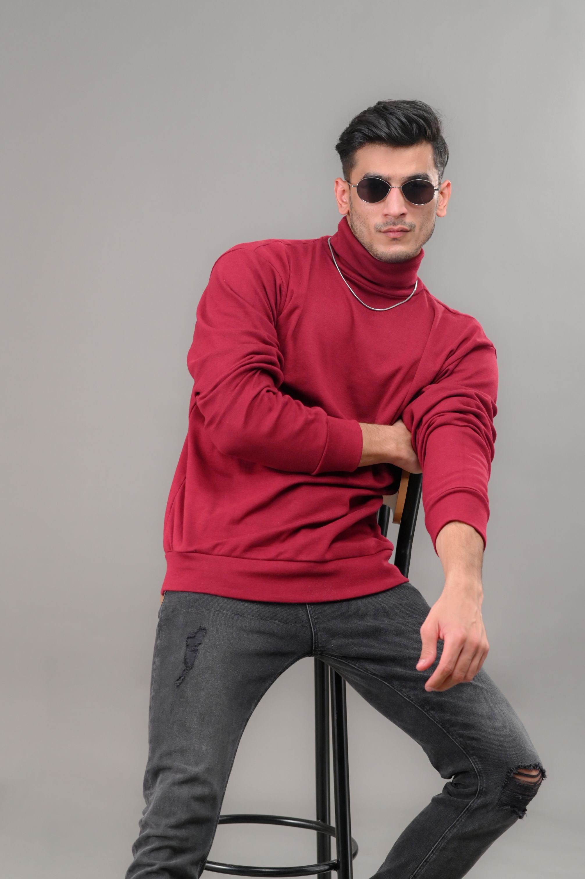 Maroon Basic High Neck - M - Shop Now - Checkmate Atelier