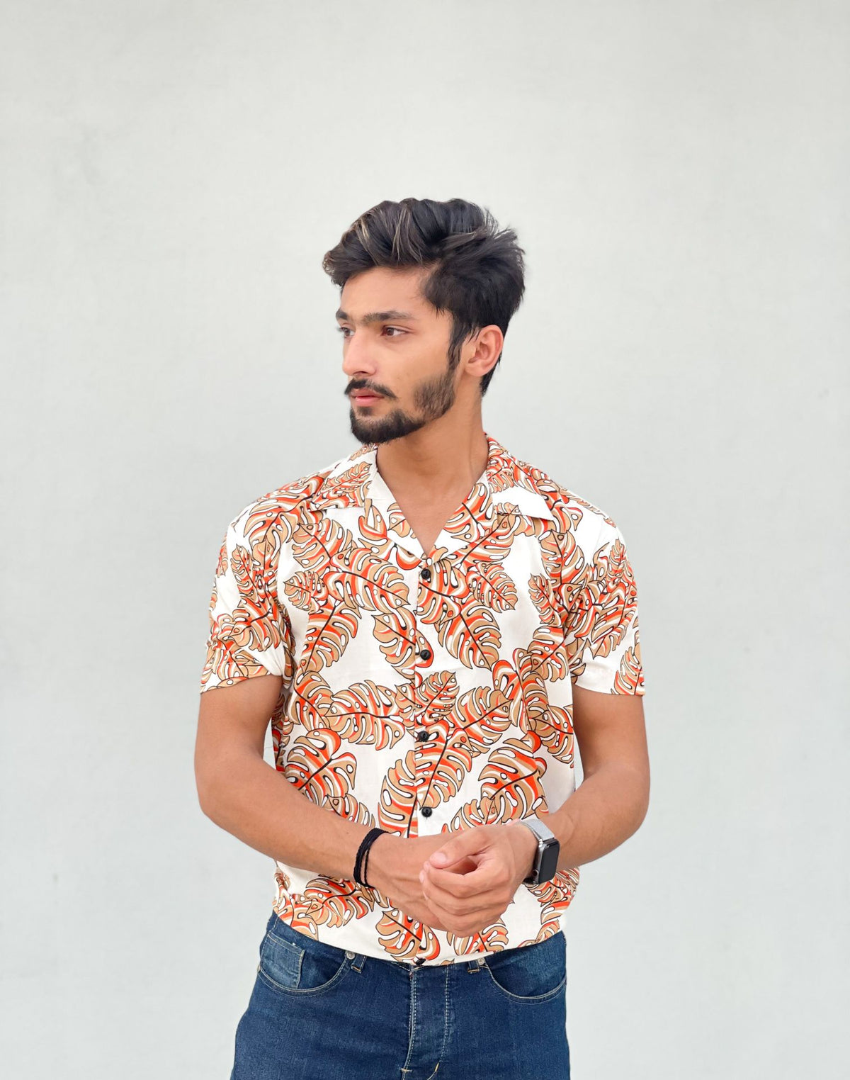 Peach Leaves Casual Shirt - Shop Now - Checkmate Atelier