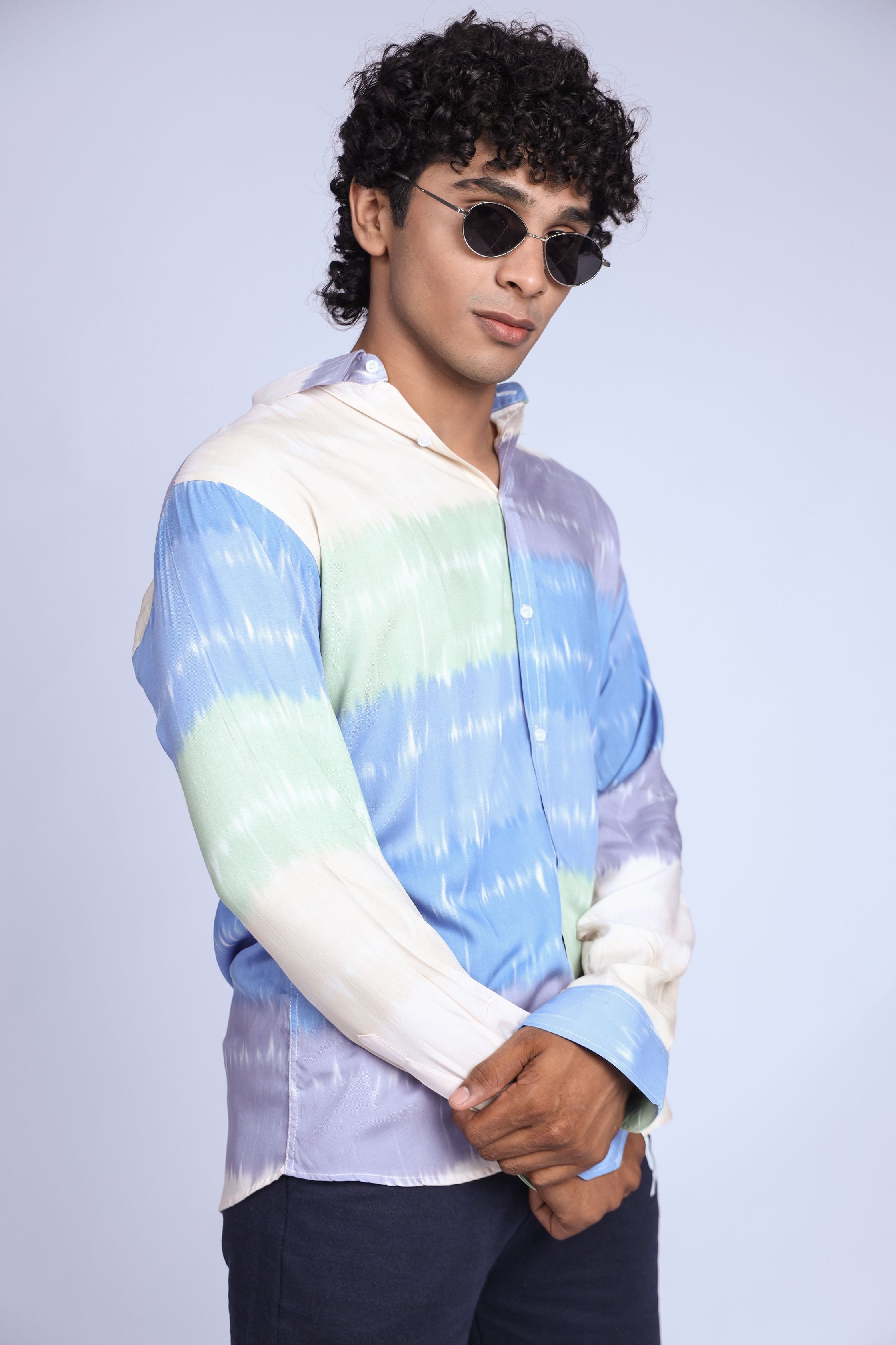 BLUE MULTI SHADES CASUAL SHIRT - Shop Now - Checkmate Atelier