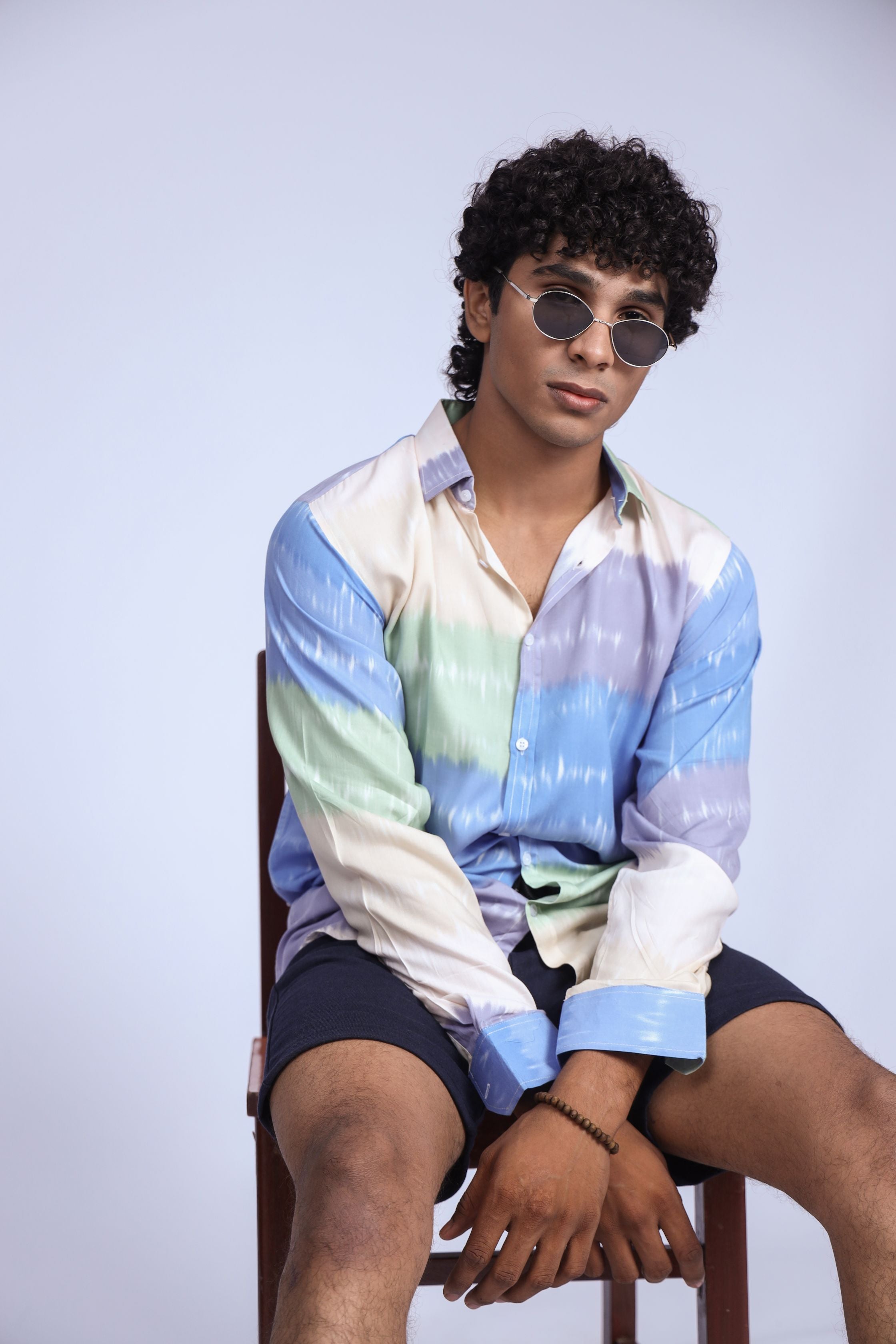 BLUE MULTI SHADES CASUAL SHIRT - Shop Now - Checkmate Atelier