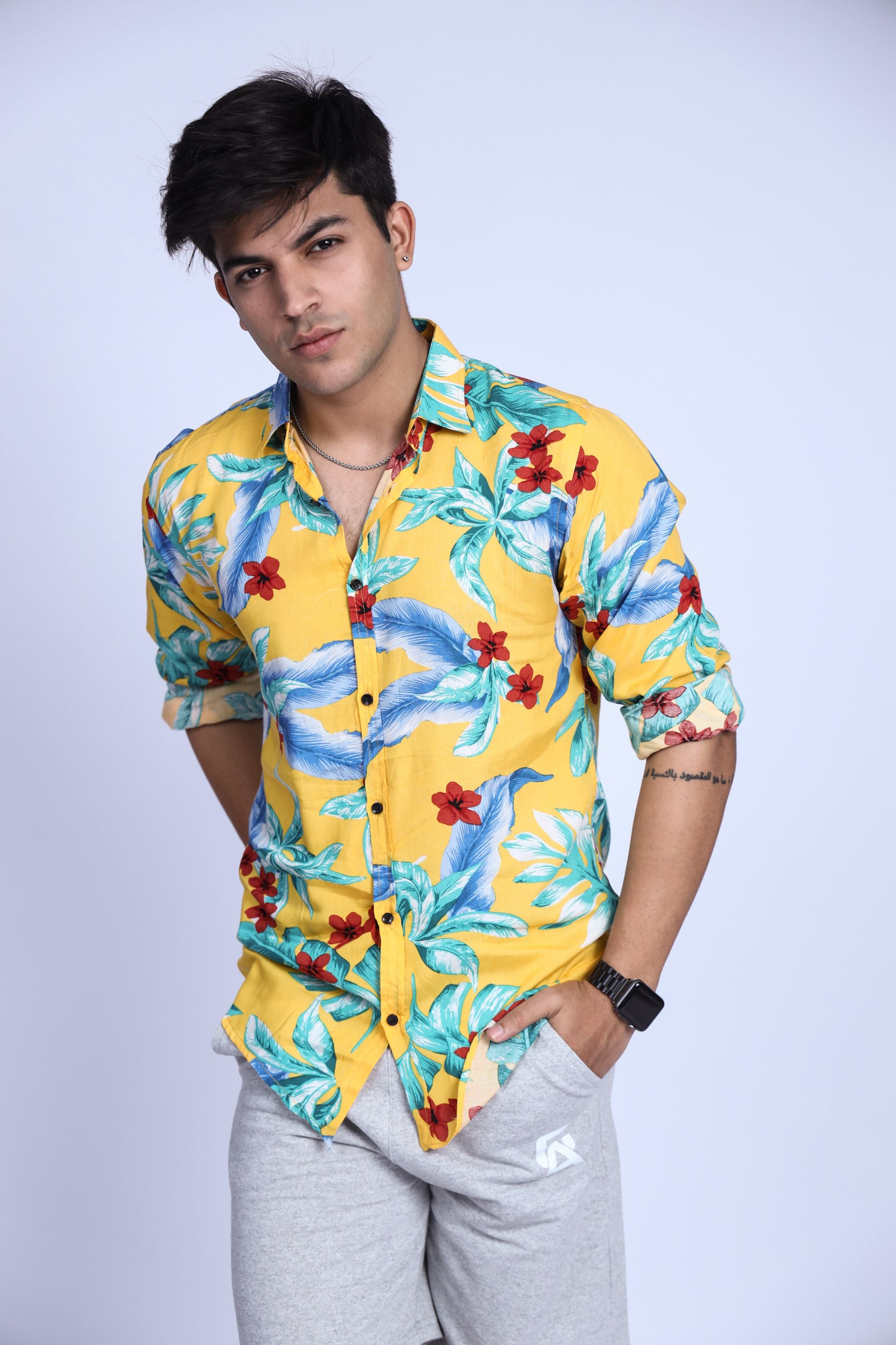 YELLOW FLORAL CASUAL SHIRT - Shop Now - Checkmate Atelier