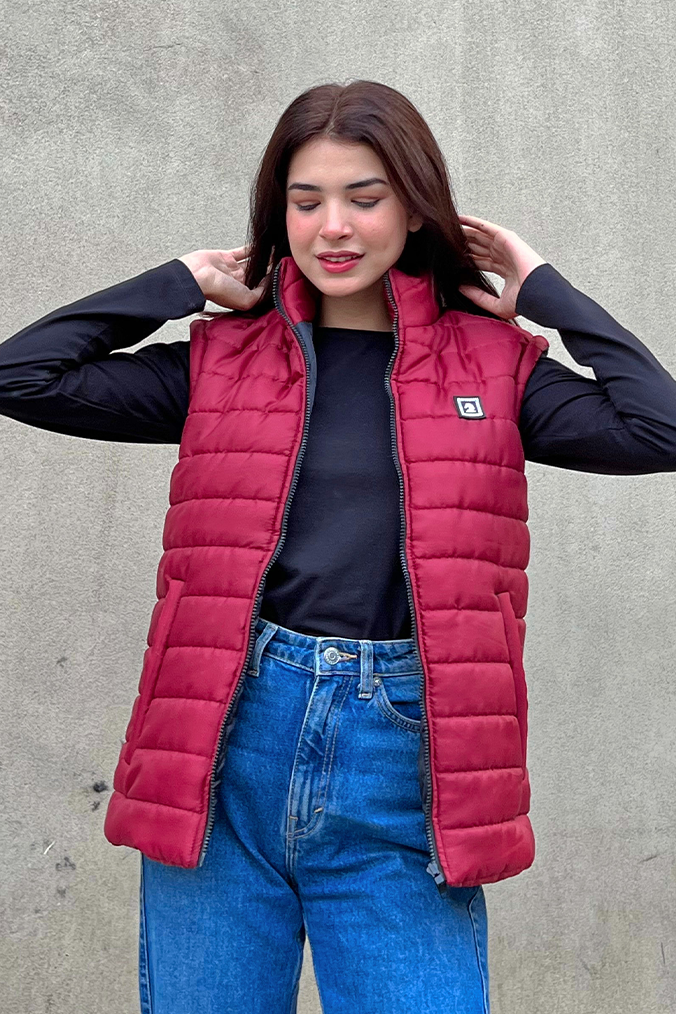 MAROON REVERSIBLE PUFFER JACKET - Shop Now - Checkmate Atelier