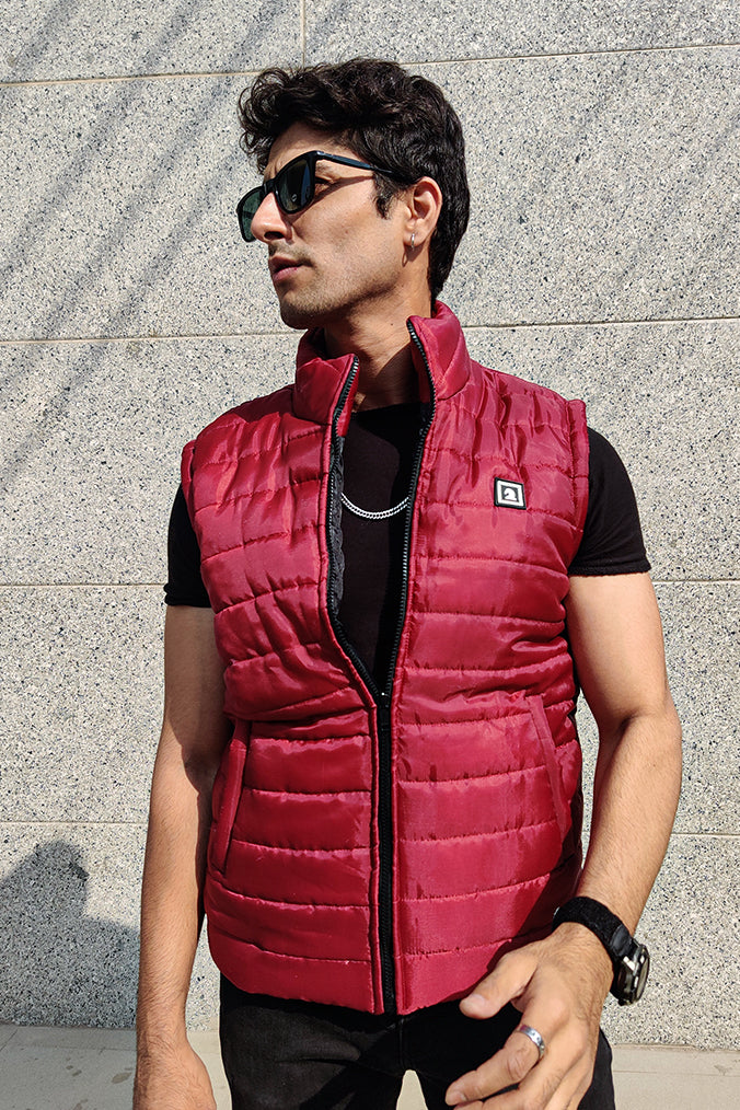 MAROON REVERSIBLE PUFFER JACKET - Shop Now - Checkmate Atelier