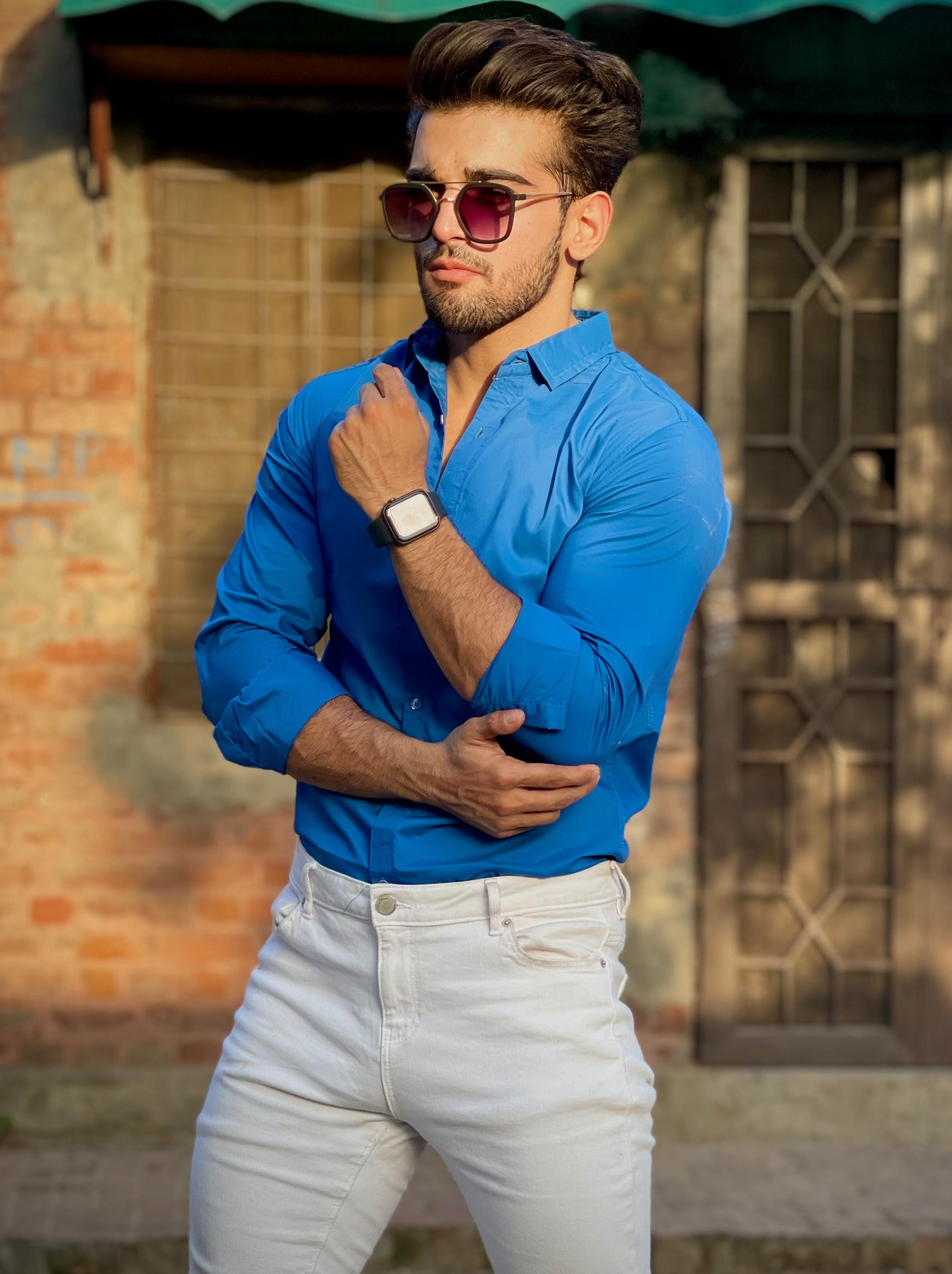 Royal Blue Regular Fit Casual Shirt - Shop Now - Checkmate Atelier