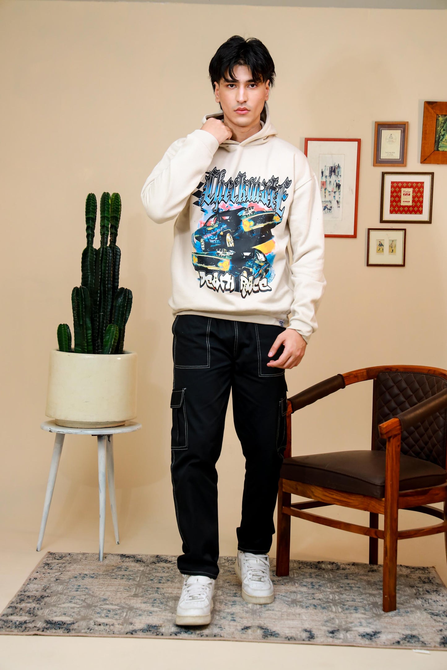 DEATH RACE OVERSIZED HOODIE - Checkmate Atelier