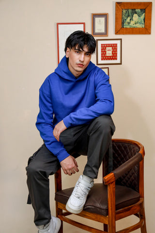 ROYAL BLUE HEAVY WEIGHT OVERSIZED HOODIE - Shop Now - Checkmate Atelier