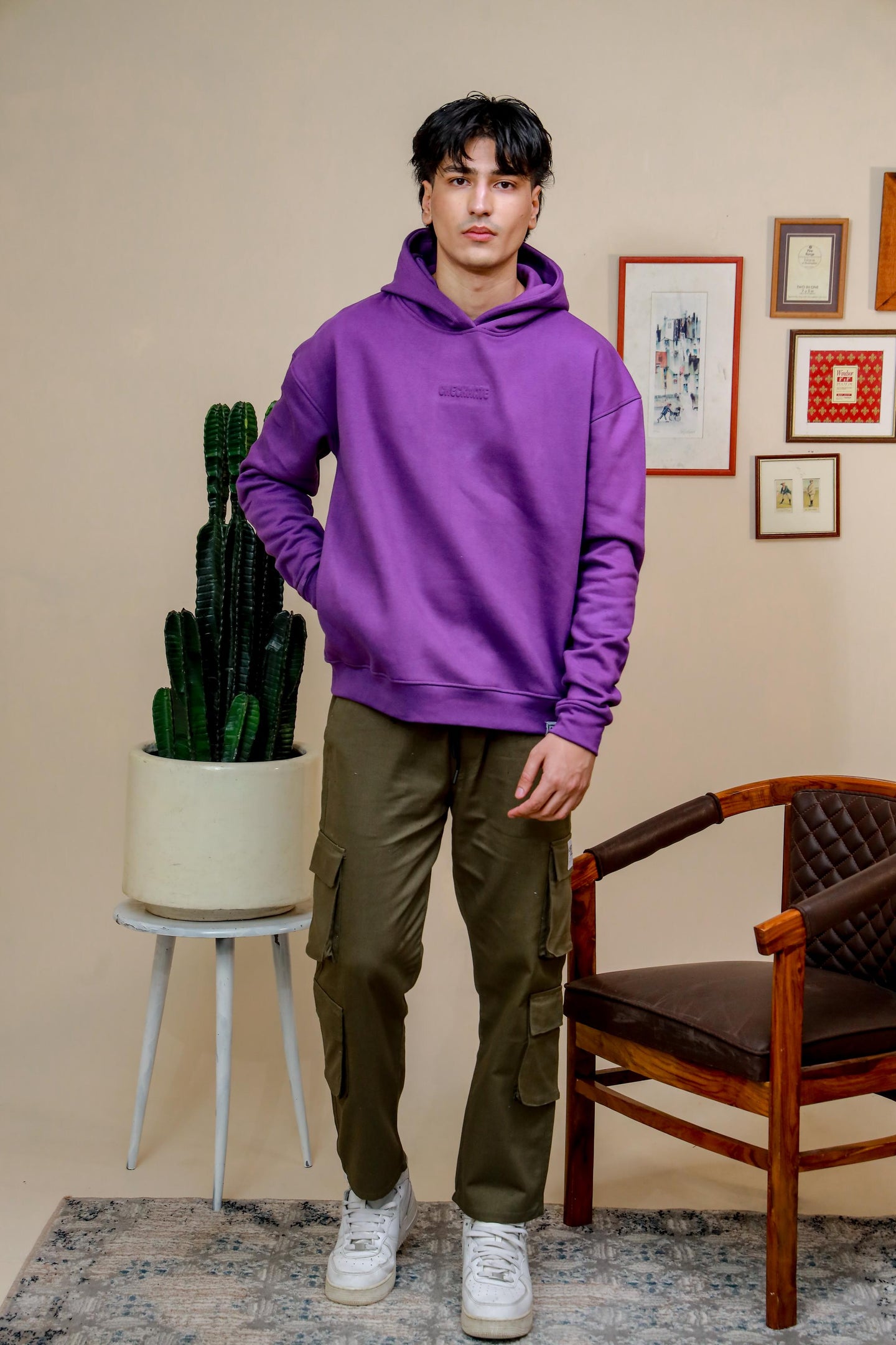Shop [MINOR FAULT] PURPLE HEAVY WEIGHT OVERSIZED HOODIE Online in Pakistan