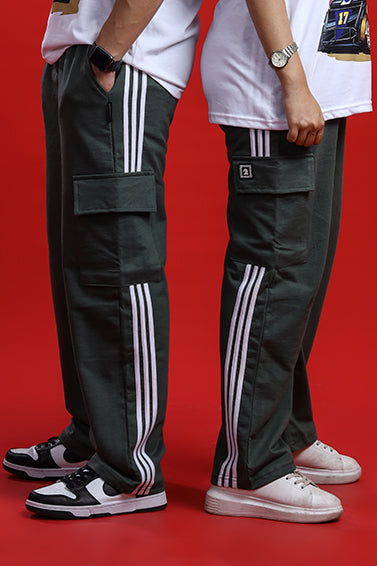 GREEN 3 STRIPES CARGO TROUSER - Shop Now - Checkmate Atelier