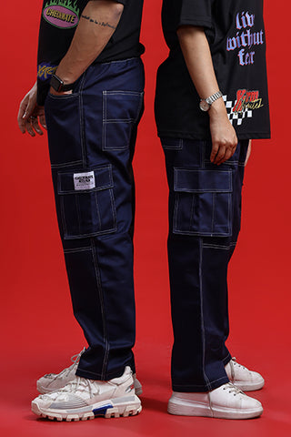 BLUE CONTRAST CARGO PANT - Shop Now - Checkmate Atelier