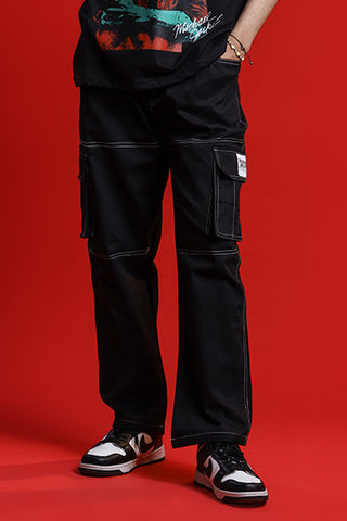 BLACK CONTRAST CARGO PANT - Shop Now - Checkmate Atelier