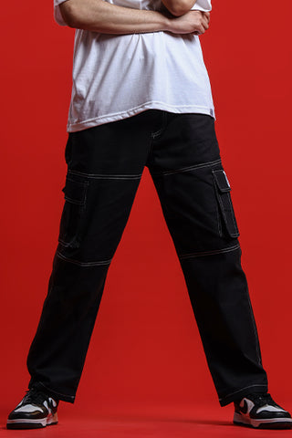 BLACK CONTRAST CARGO PANT - Shop Now - Checkmate Atelier