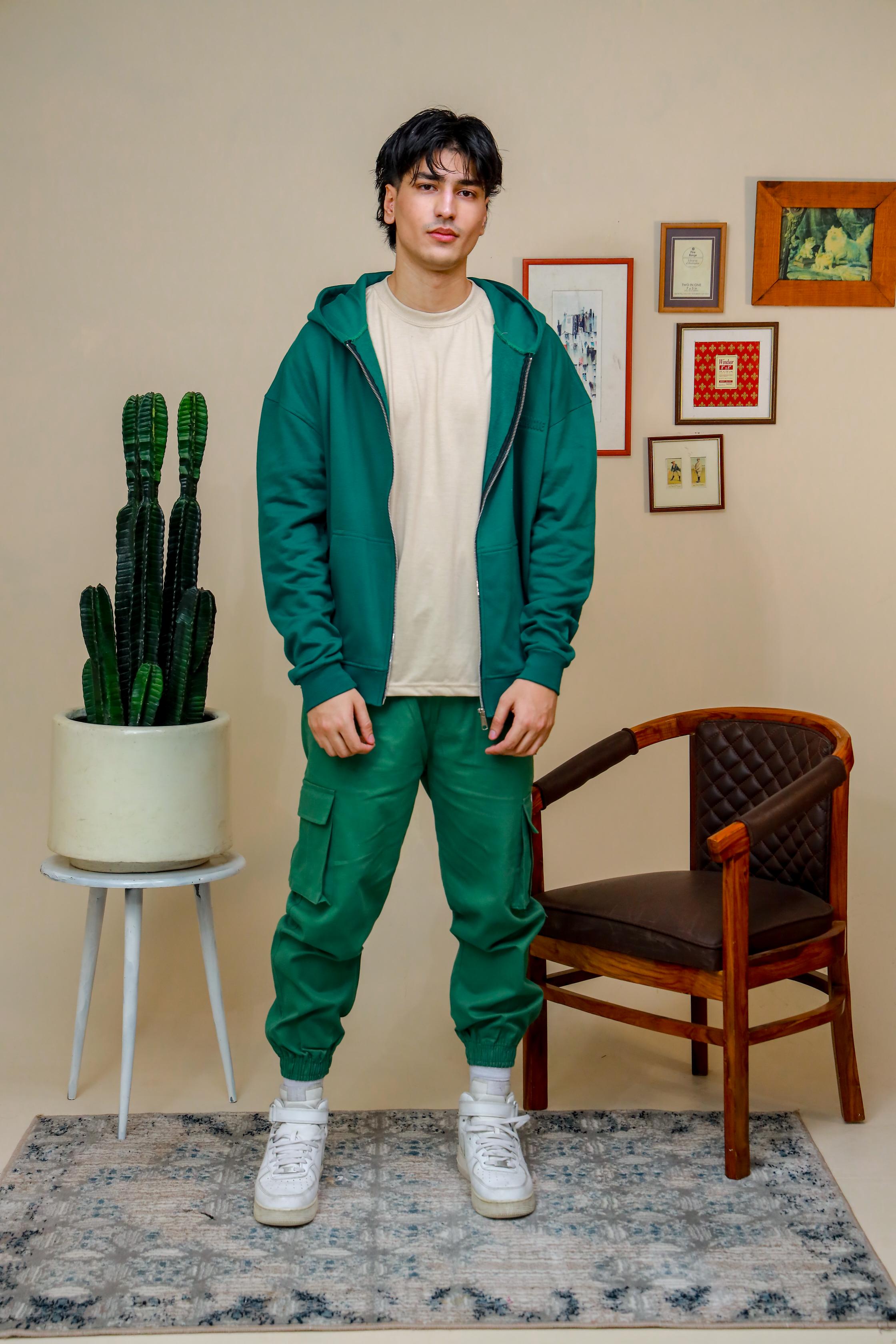 GREEN ZIP UP HOODIE - Shop Now - Checkmate Atelier