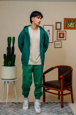 GREEN ZIP UP HOODIE - Shop Now - Checkmate Atelier