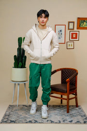 Shop [MINOR FAULT] CREAM ZIP UP HOODIE Online in Pakistan