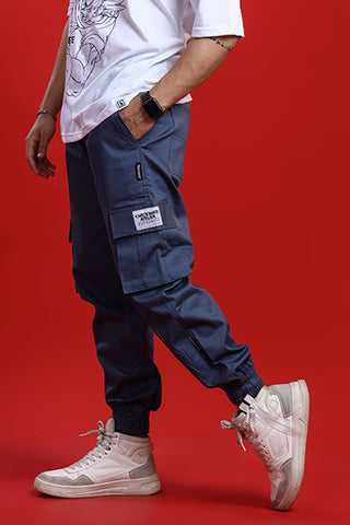 [MINOR FAULT] STONE BLUE CARGO PANT (ELASTIC) - Shop Now - Checkmate Atelier