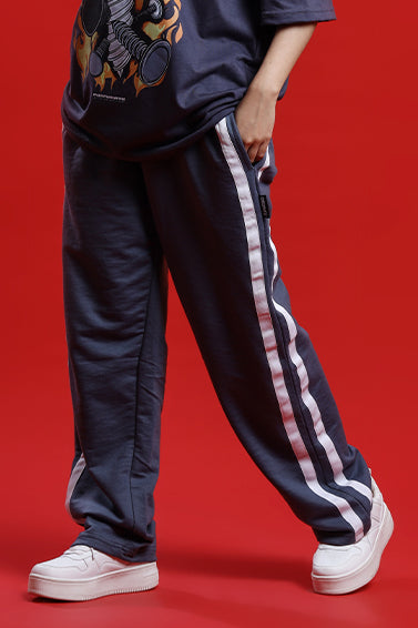 STEEL GRAY STRIPED TAPE TROUSER - Shop Now - Checkmate Atelier