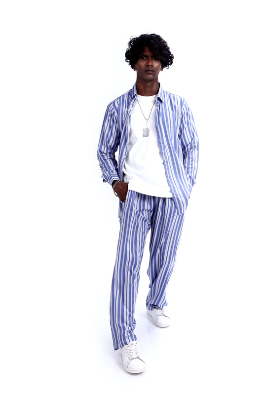 BLUE STRIPE CO-ORD SET - Checkmate Atelier