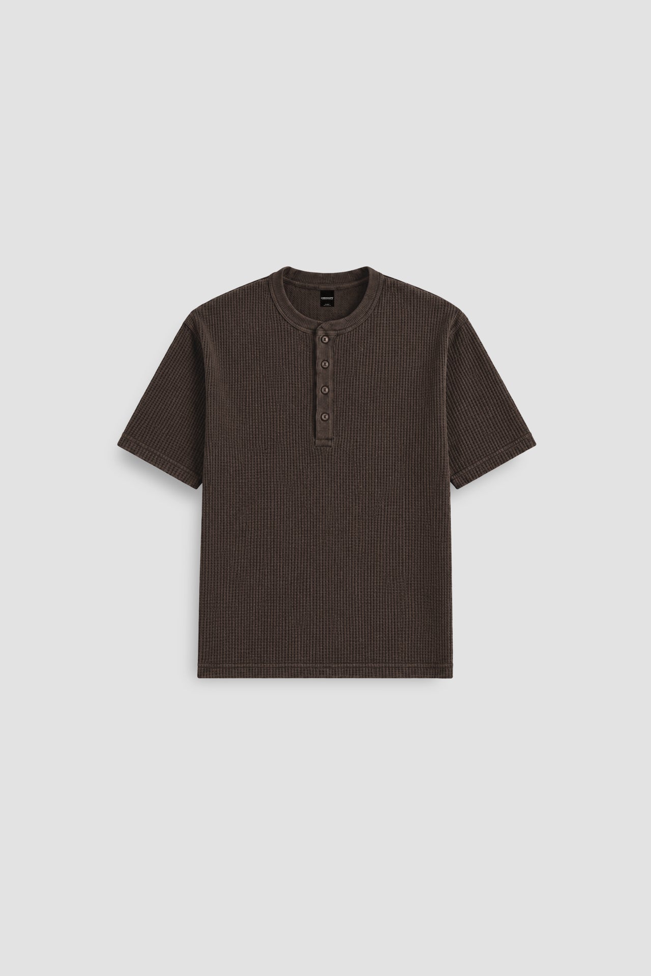WAFFLE KNIT HENLEY T-SHIRT
