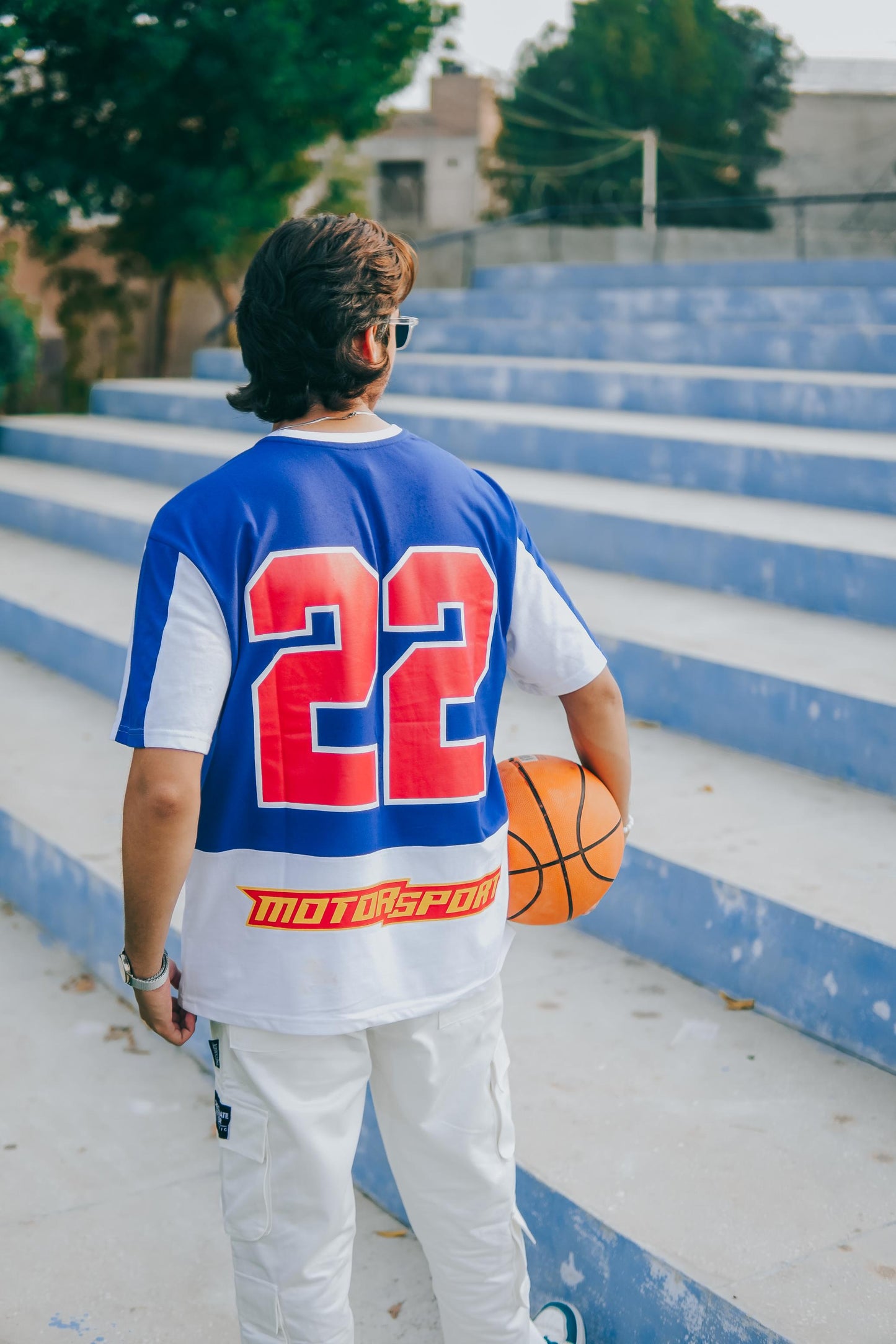 REBELLIOUS OVERSIZED T-SHIRT - BLUE - Checkmate Atelier