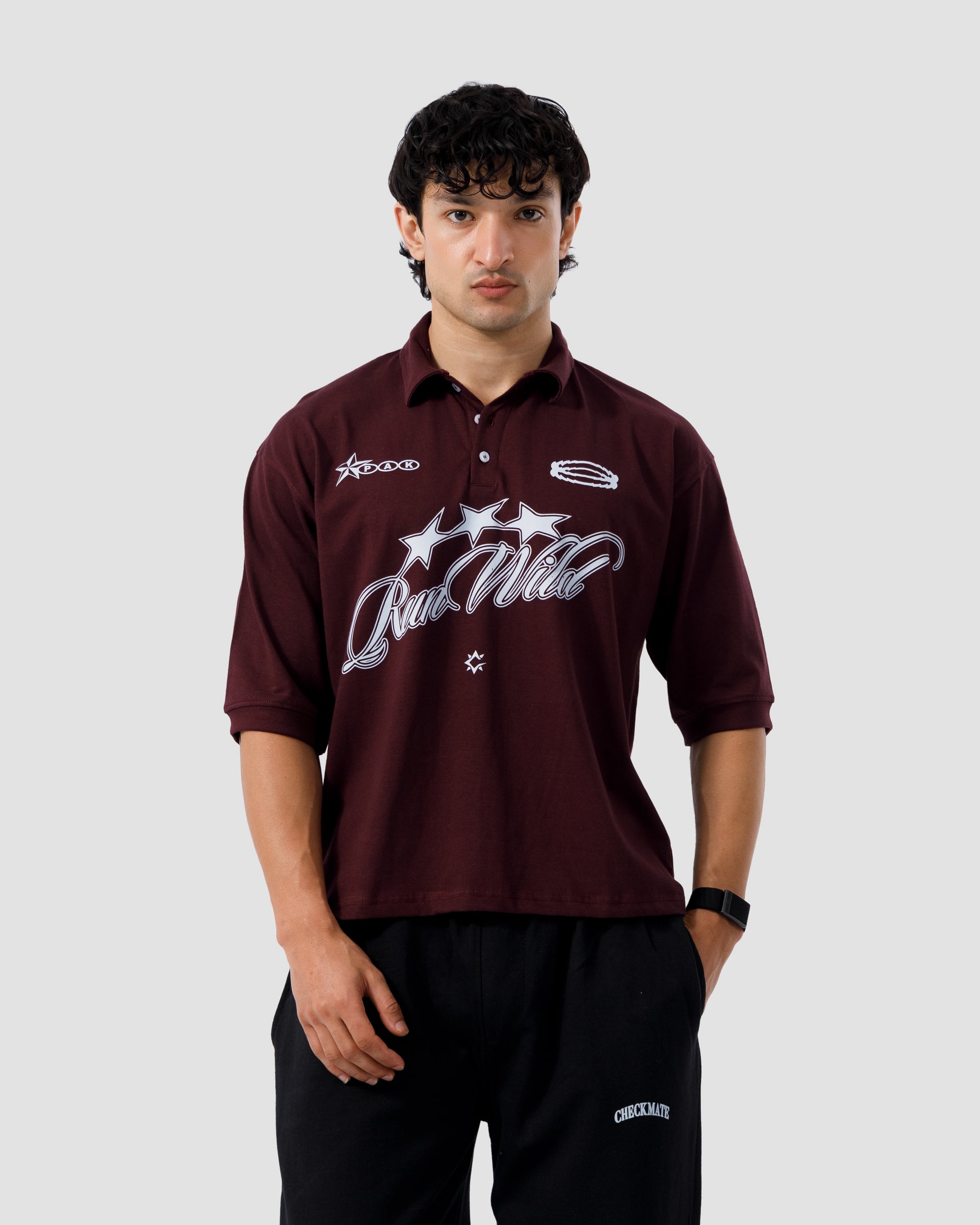 Shop RAW MAROON SCRIPT POLO Online in Pakistan