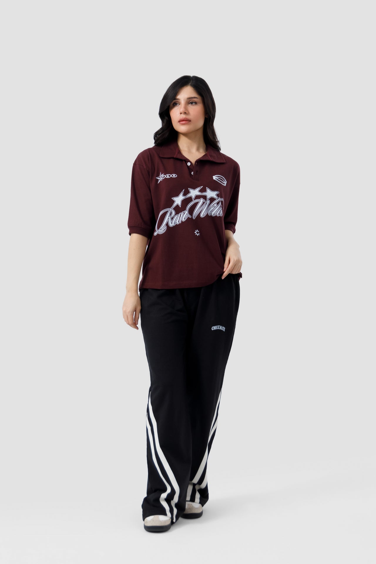[MINOR FAULT] RAW MAROON SCRIPT POLO