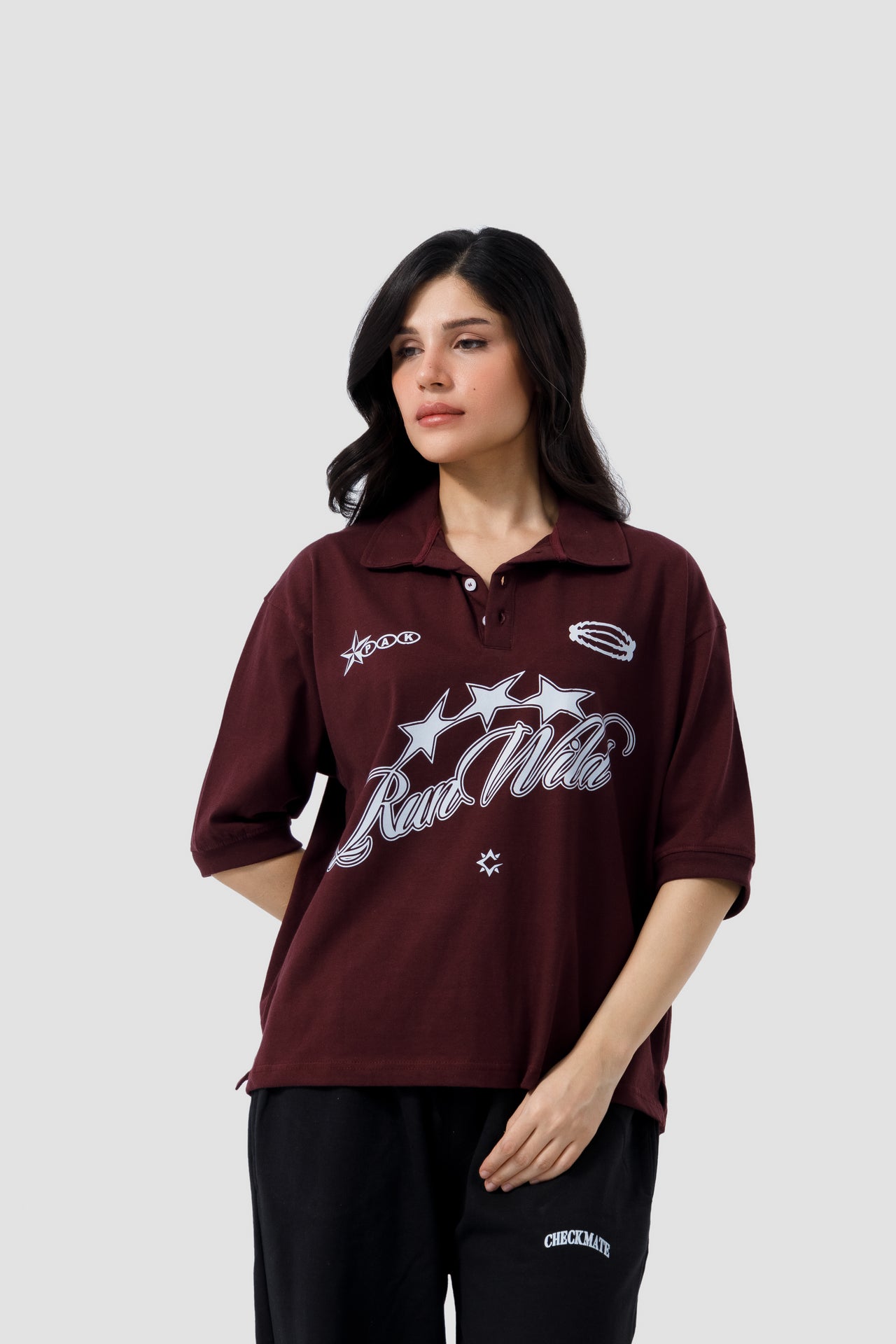 Shop RAW MAROON SCRIPT POLO Online in Pakistan