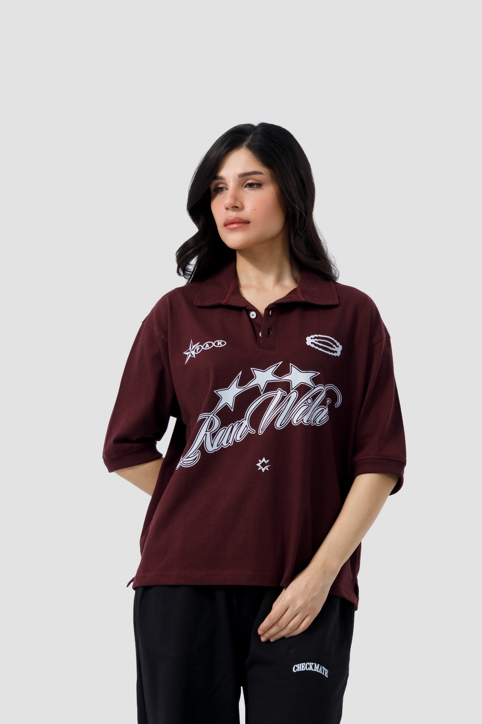 Shop RAW MAROON SCRIPT POLO Online in Pakistan