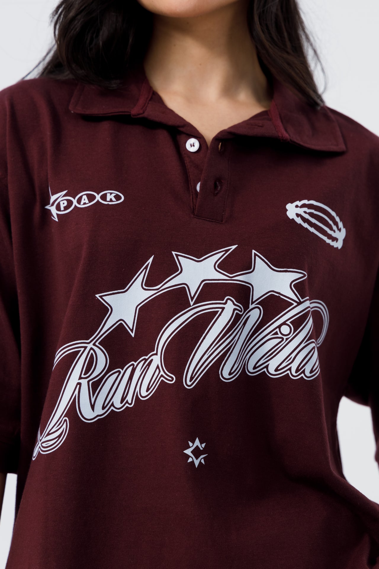 [MINOR FAULT] RAW MAROON SCRIPT POLO