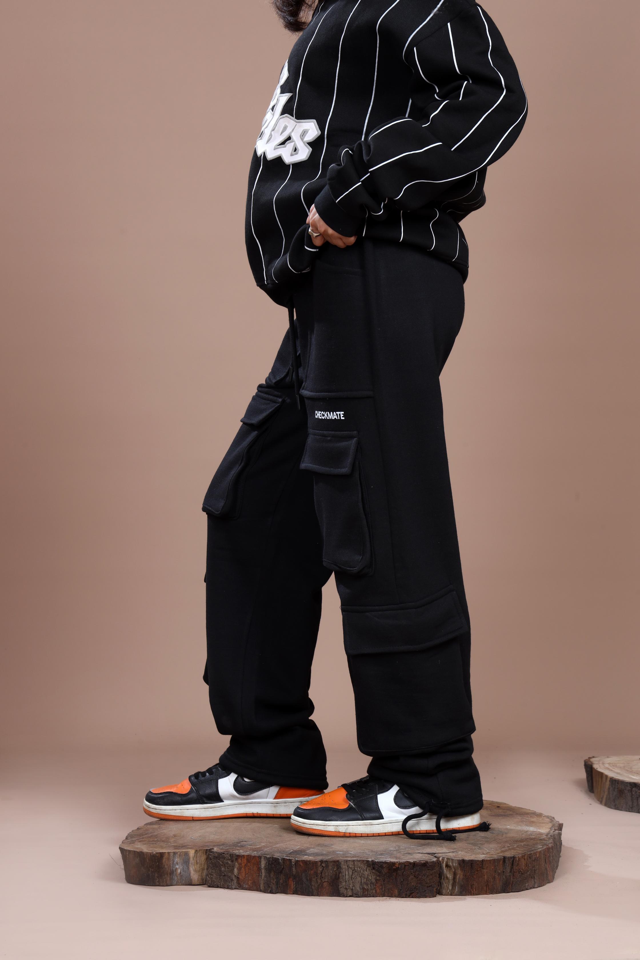 BLACK HEAVY WEIGHT CARGO TROUSER - Shop Now - Checkmate Atelier