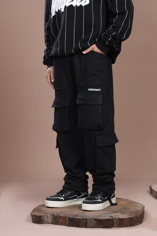 BLACK HEAVY WEIGHT CARGO TROUSER - Shop Now - Checkmate Atelier