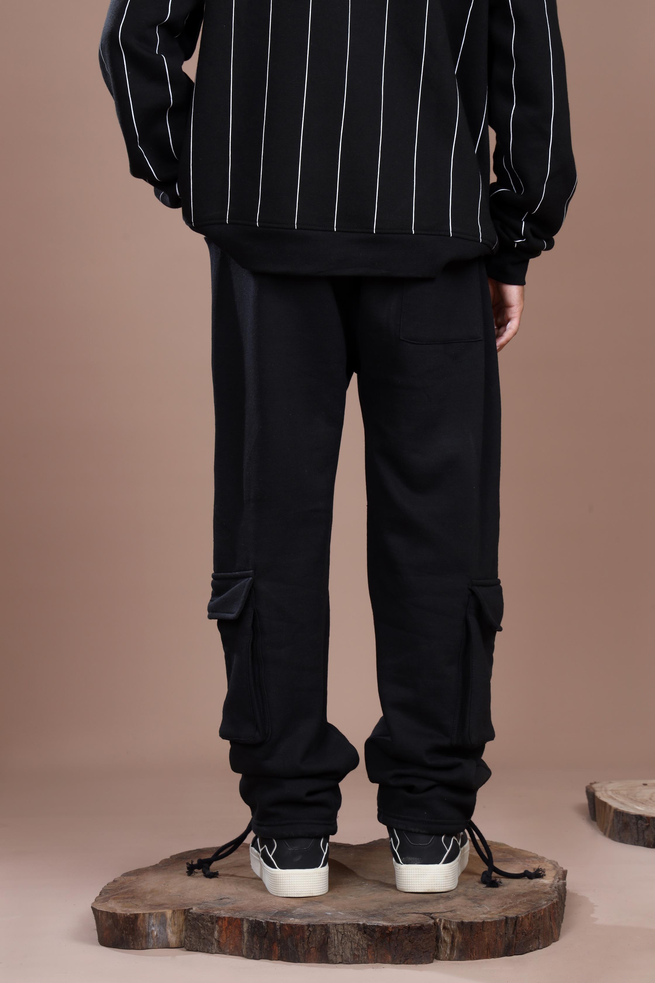 BLACK HEAVY WEIGHT CARGO TROUSER - Shop Now - Checkmate Atelier