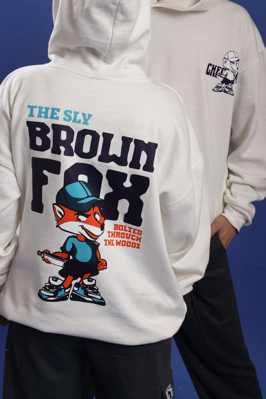 BROWN FOX OVERSIZED HOODIE - Checkmate Atelier