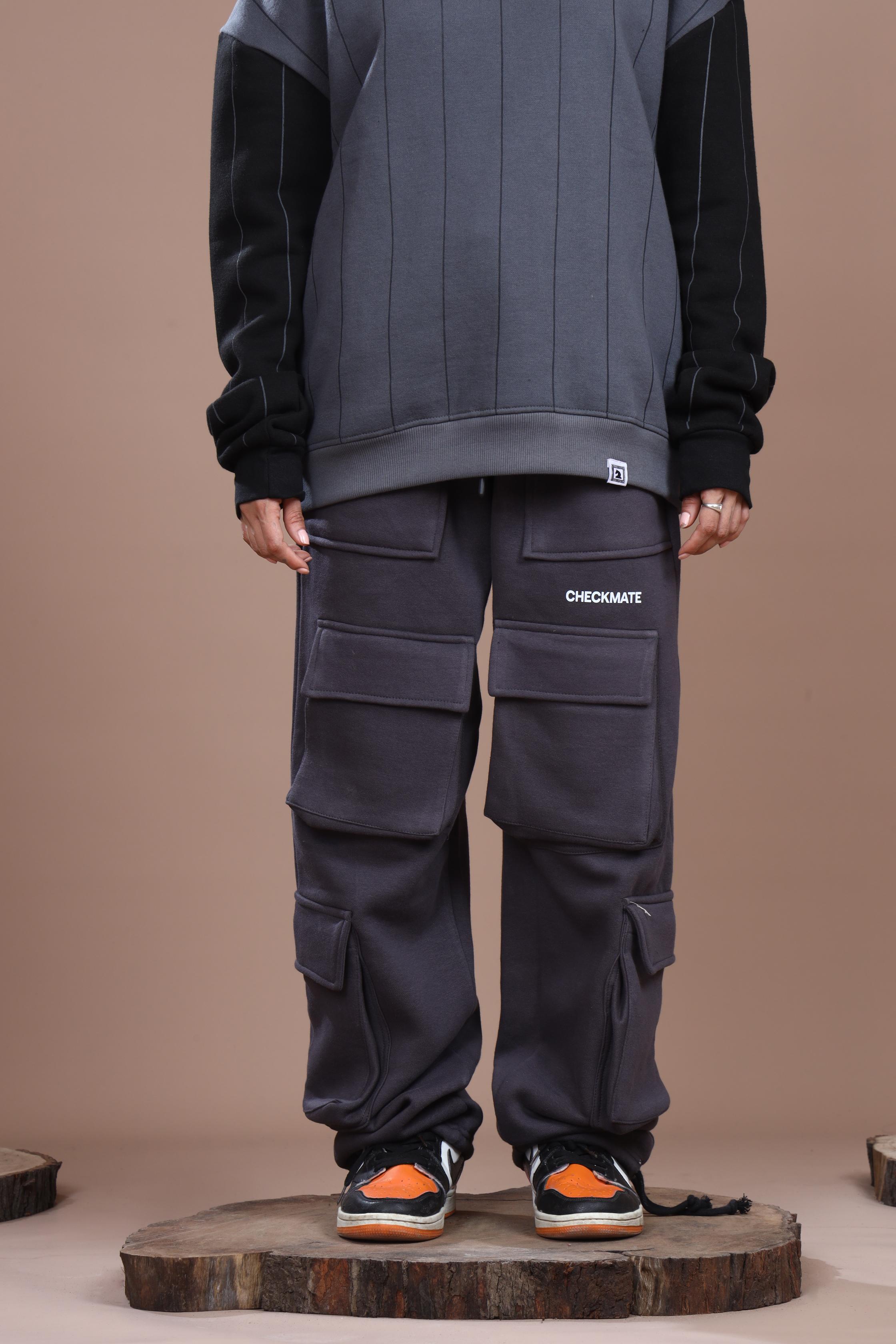 STEEL GRAY HEAVY WEIGHT CARGO TROUSER - Shop Now - Checkmate Atelier