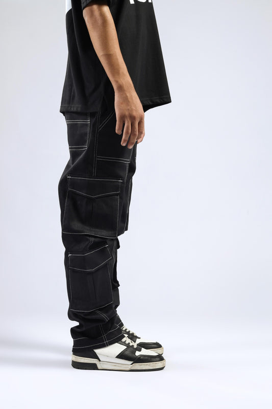 Shop STARK BLACK GRID CARGO PANT Online in Pakistan