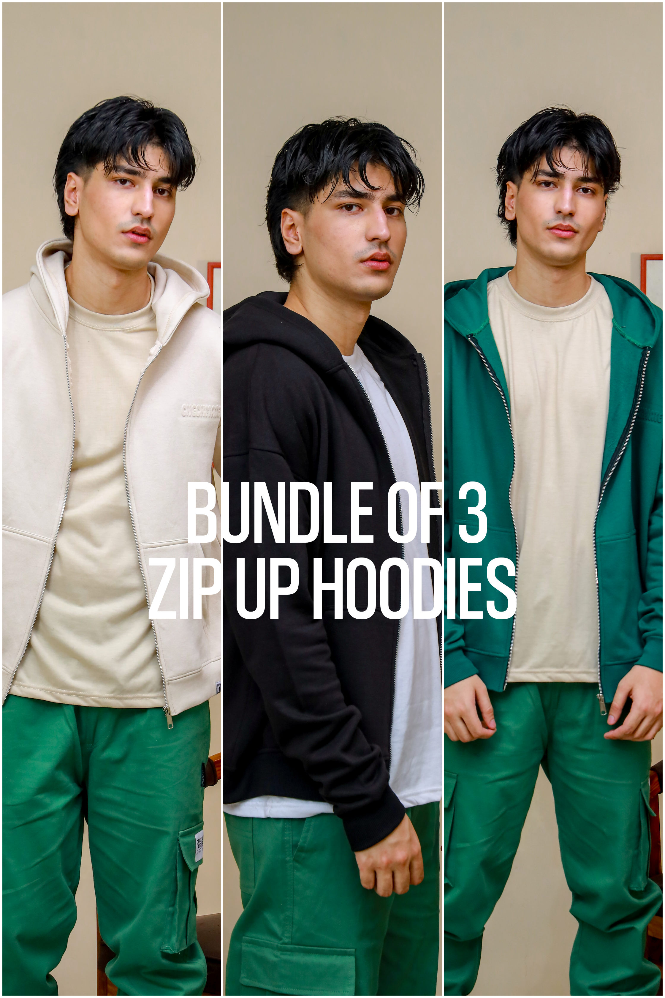 BUNDLE OF 3 ZIP UP HOODIES - Shop Now - Checkmate Atelier