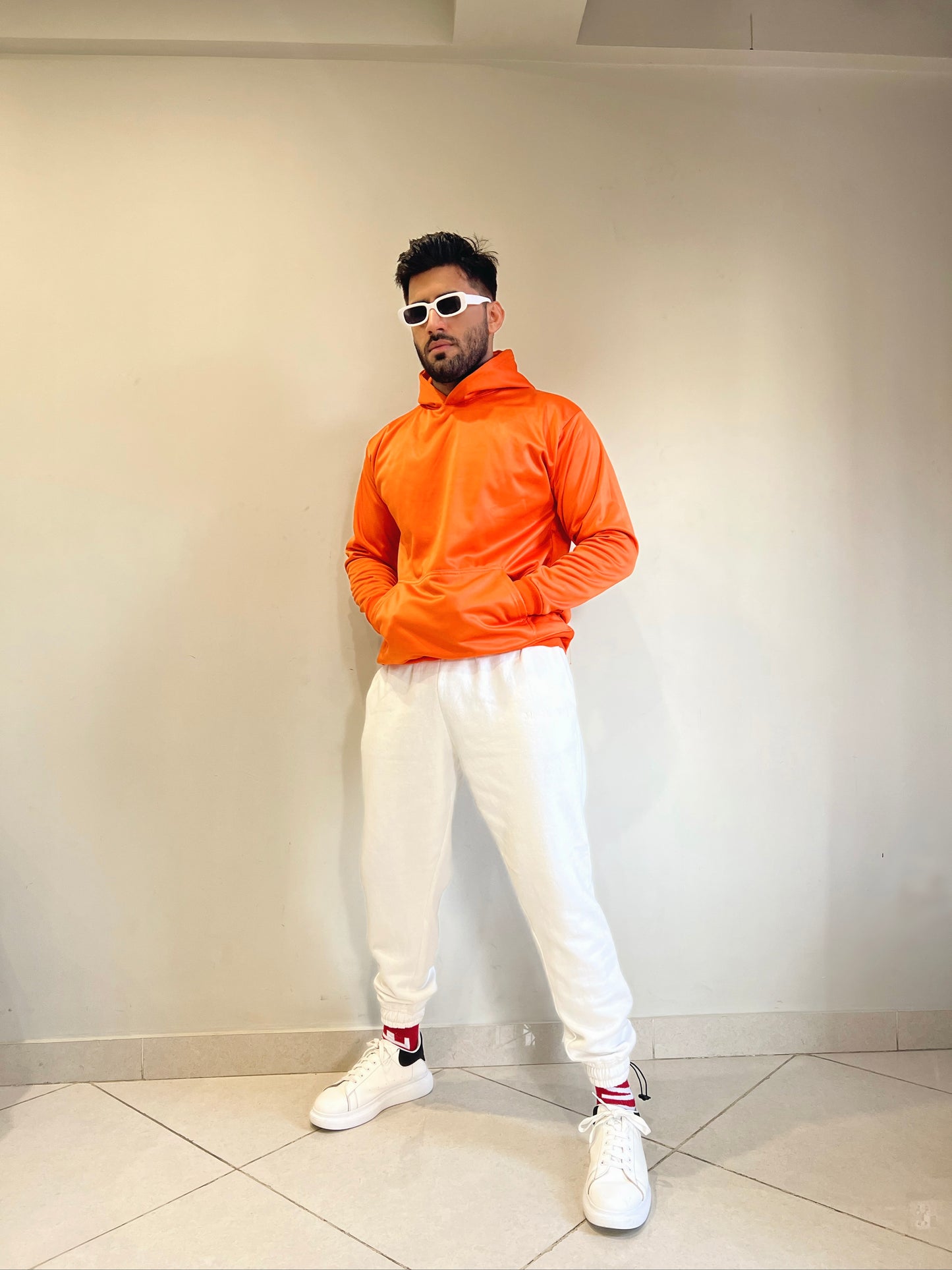 Shop Orange Drop Shoulder Hoodie - UNISEX Online in Pakistan