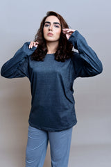 Charcoal Full Sleeves T-Shirt - W - Checkmate Atelier - Official Online Store