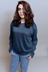 Charcoal Full Sleeves T-Shirt - W - Checkmate Atelier - Official Online Store