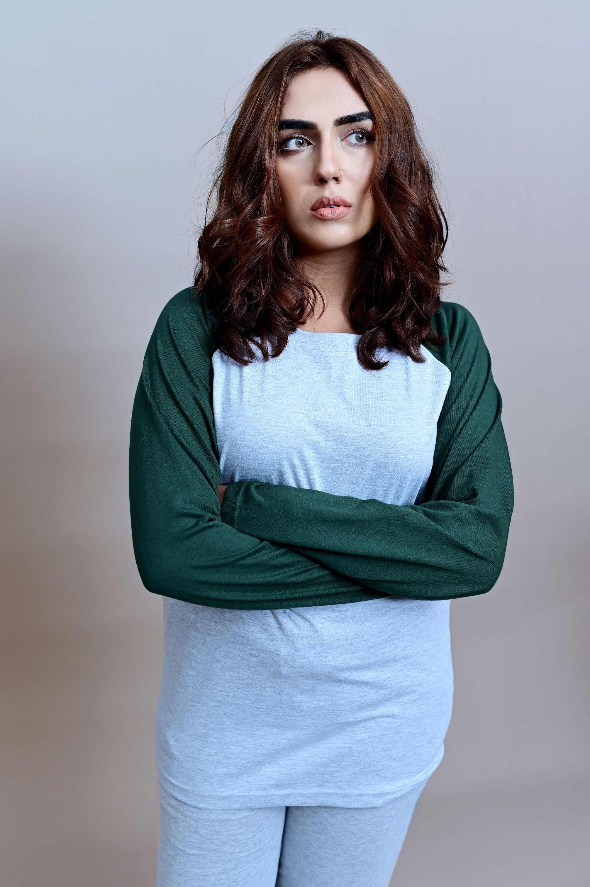 Green Raglan Full Sleeves T-Shirt - W - Checkmate Atelier - Official Online Store