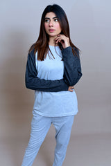 Charcoal Raglan Full Sleeves T-Shirt - W - Checkmate Atelier - Official Online Store