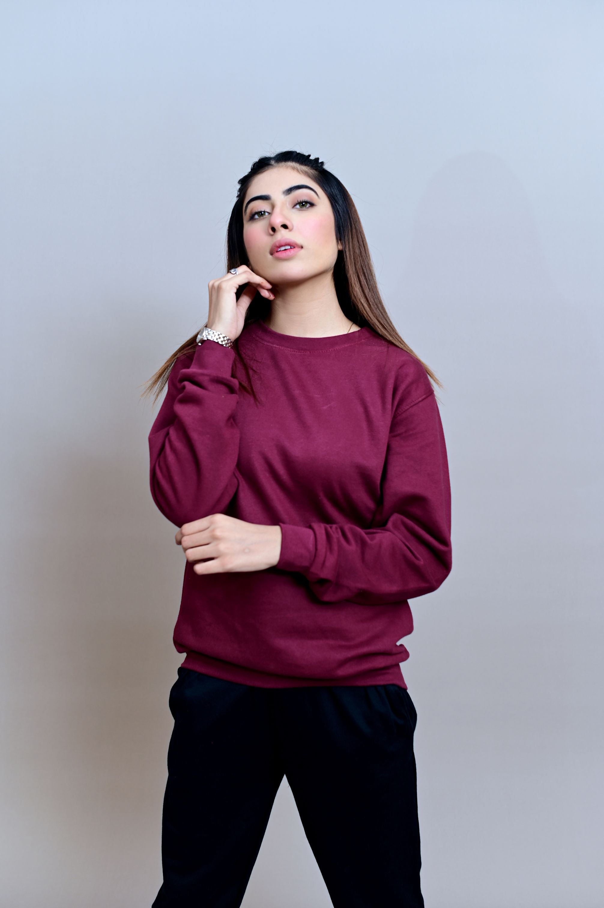 Maroon Basic Sweatshirt - W - Checkmate Atelier - Official Online Store